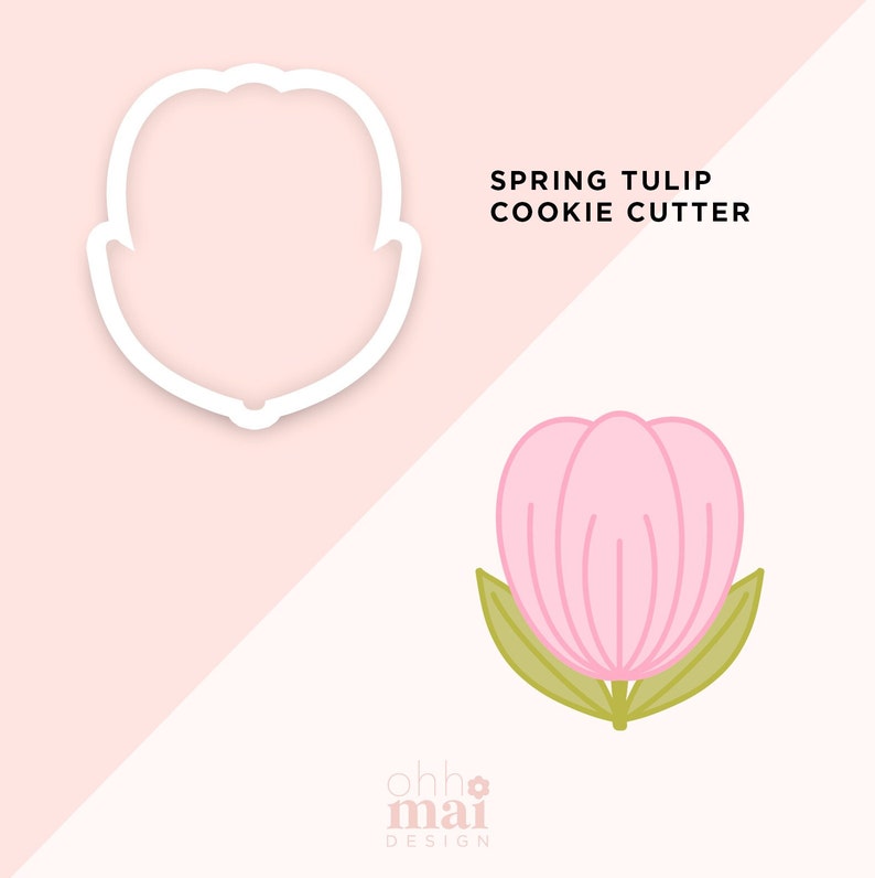 Spring Tulip Cookie Cutter / Simple Flower Cookie Cutter / 3D Printed PLA Cookie Fondant Cutter image 4