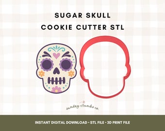 Day of The Dead Sugar Skull Cookie Cutter STL File: 3D Print Digital Download