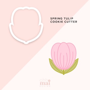 Spring Tulip Cookie Cutter / Simple Flower Cookie Cutter / 3D Printed PLA Cookie Fondant Cutter image 1