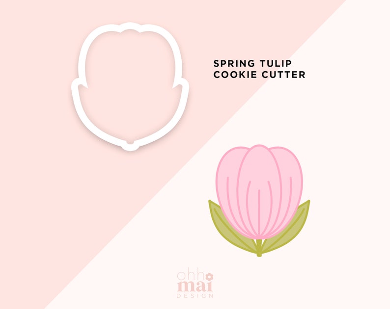 Spring Tulip Cookie Cutter / Simple Flower Cookie Cutter / 3D Printed PLA Cookie Fondant Cutter image 1
