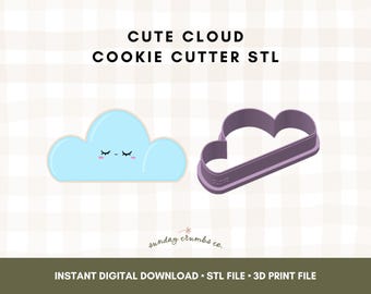 Cute Cloud Flower STL Cookie Cutter • 3D Print File • Cute Cookie Cutter • Instant Digital Download