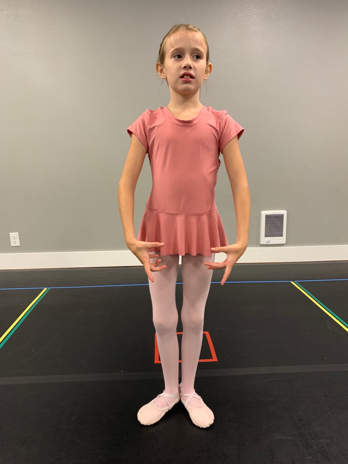 Toddler Girl Kid Solid Pink Leotard with Attached Skirt Etsy