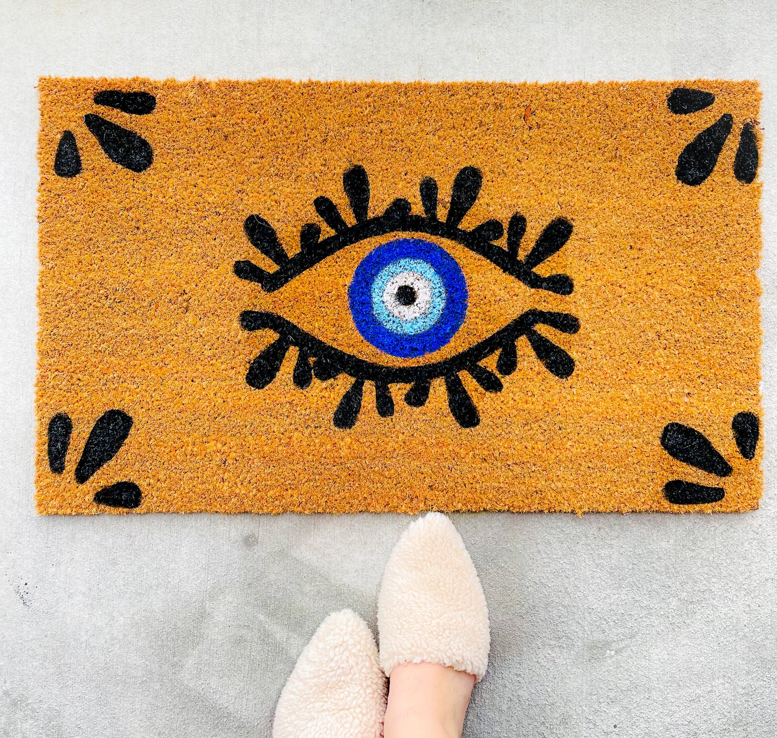Evil Eye Doormat Boho Home Goodluck Doormat Custom Doormat Etsy