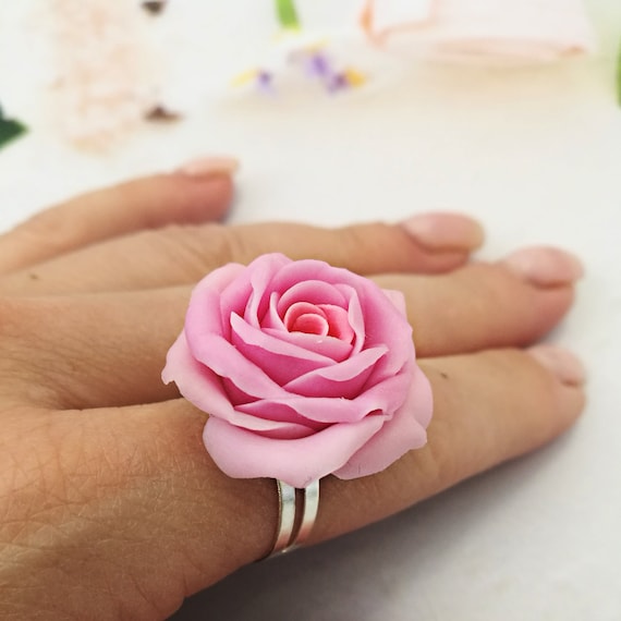 WINTER COSMOS & LEAF crochet flower Ring Single Triplet & Double Ring -  Shop PS.By Hand. General Rings - Pinkoi