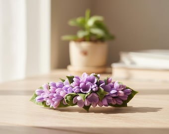 Pince à cheveux fleur lilas, barrette en porcelaine froide, peigne à cheveux mariage, accessoire floral indémodable, cadeau de demoiselle d'honneur pour elle
