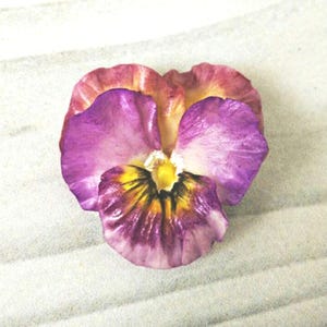 Pansy flower ring polymer clay jewelry real touch flowers statement rings handmade gift for women floral ring
