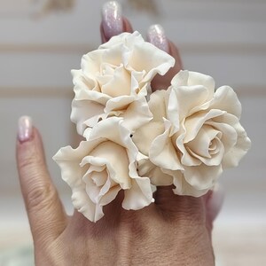 3 Hair Pin Roses Real Touch Flowers Hair Accessories Polymer Clay ...