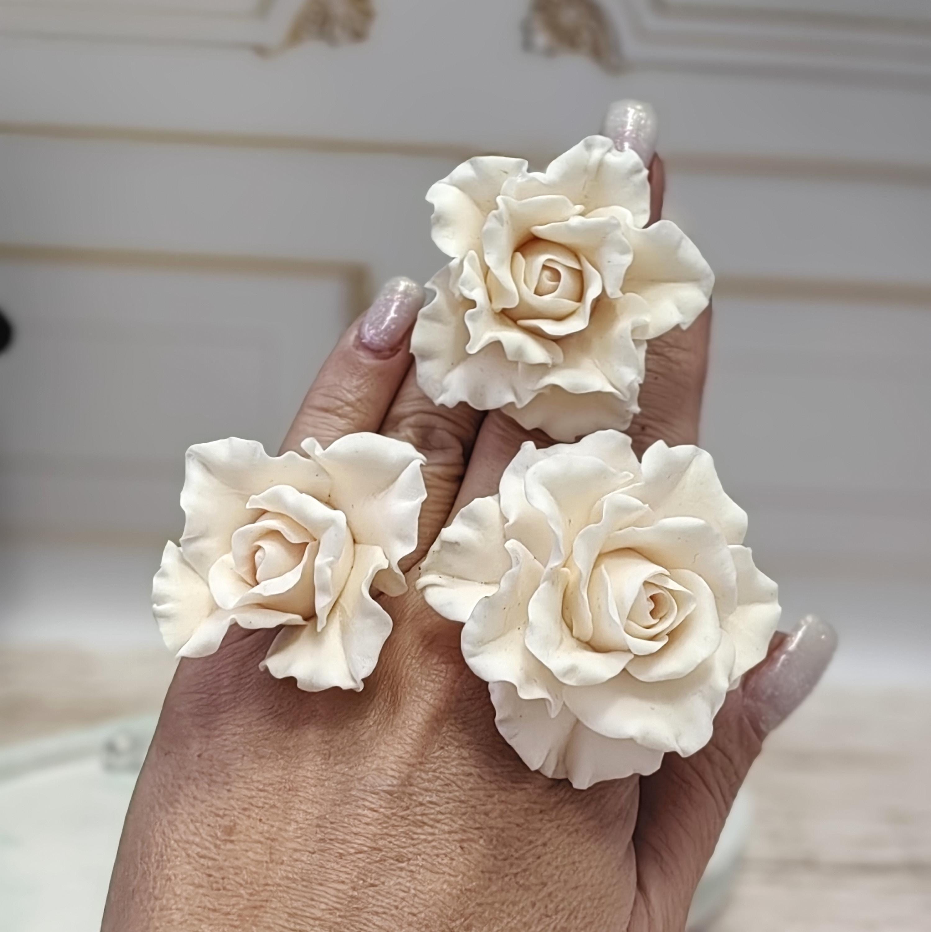 3 Hair Pin Roses Real Touch Flowers Hair Accessories Polymer Clay ...