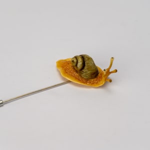 Snail lapel pin Polymer clay snail jewelry Snail brooch Realistic ramshorn snail statement jewelry