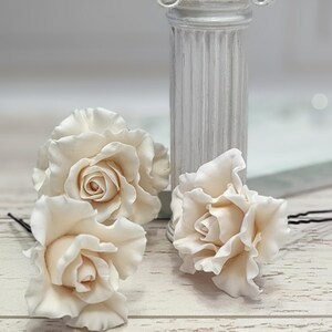3 Hair Pin Roses Real Touch Flowers Hair Accessories Polymer Clay ...