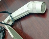 The microphone is old Soviet, gray plastic in the 80s of the USSR. Vintage Microphone, Microphone with cable, Dynamic microphone, Min