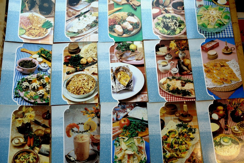 Christmas Postcards set USSR Vintage art 70s fish cookbook image 0