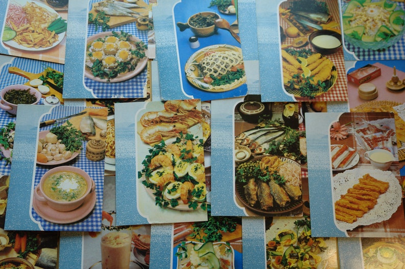 Christmas Postcards set USSR Vintage art 70s fish cookbook image 4
