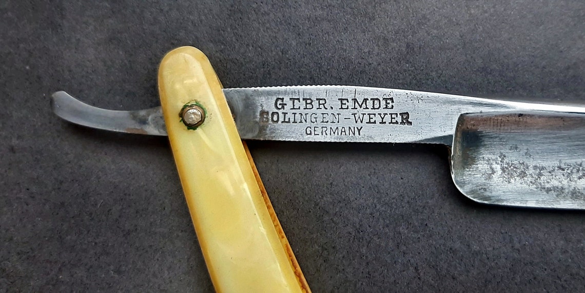 Solingen antique straight razor with metal handle blade razor Etsy