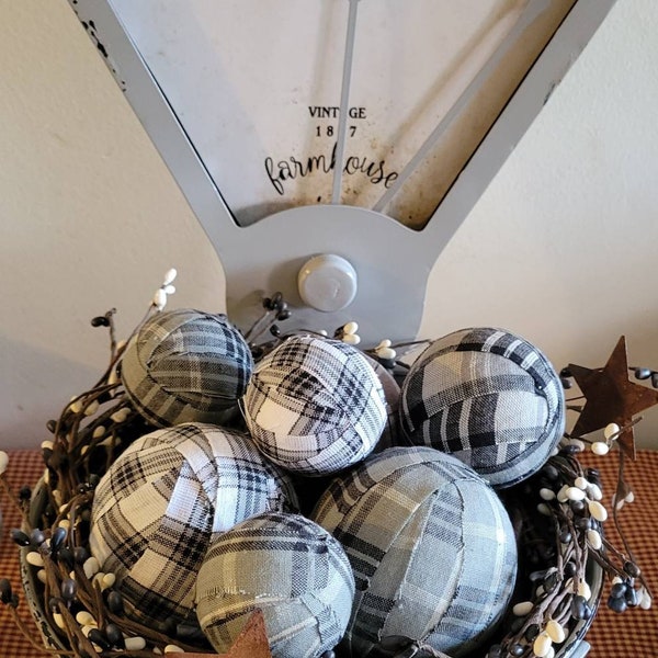 Farmhouse scale with choice of rag ball or candle arrangement if you would like both options contact me.