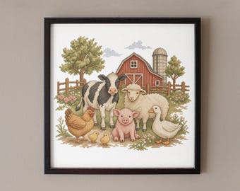 Bordado de animales de granja para principiantes, bordado campestre a mano, para adultos, decoración rústica de pared estilo granja, regalos