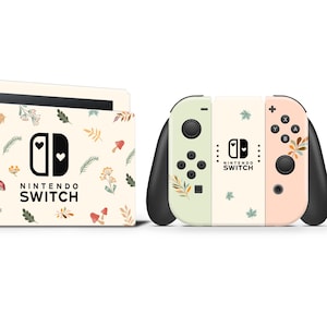 Enkla löv och svampar i vinyl för Nintendo Switch och Switch OLED - Tillverkad av råmaterial med 3 M grafikfilm