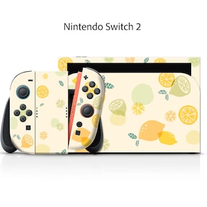 Citrus citron limeblad vinylskin wrap för Nintendo Switch & Switch OLED - tillverkad av råmaterial 3 M grafisk film