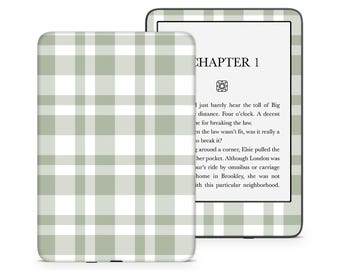 Premium 3M Eco-friendly Vinyl Skin/Wrap for Kindle – Sage Green Check