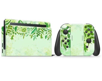 Pellicola protettiva in vinile 3M con pianta di olivo ad acquerello per Nintendo Switch/OLED/Switch 2 - Realizzata con pellicola grafica 3M in materia prima