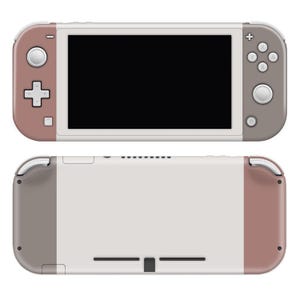 May include: A white and rose gold Nintendo Switch Lite handheld gaming console. The console has a white screen and a rose gold colored frame. The console is shown in both the closed and open positions.