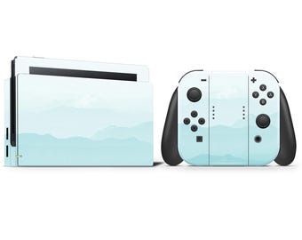 Pellicola protettiva in vinile 3M Misty Teal Mountains per Nintendo Switch/OLED/Switch 2 - Realizzata con pellicola grafica 3M in materiale grezzo