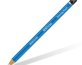 May include: A blue drawing pencil with a white eraser and black 2B marking. The pencil is labeled "NEXPrint" and "Drawing Pencil" and says "MADE IN USA".