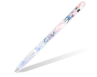 May include: A white Apple Pencil with a watercolor design featuring pink, blue, and purple hues. The design includes a dark blue triangle symbol and the text "Always".