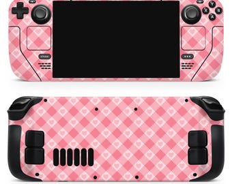 pink plaid with hearts｜The Muted Palette Premium 3M Eco-friendly Vinyl Skin/Wrap for Steam Deck / Oled