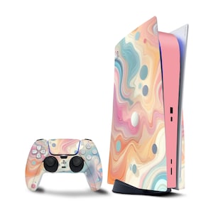 Pastellvågor: Anpassa din konsol | 3 M vinylskin/wrap för PS5 / PS5 Slim / PS5 PRO | Anpassad konsolwrap