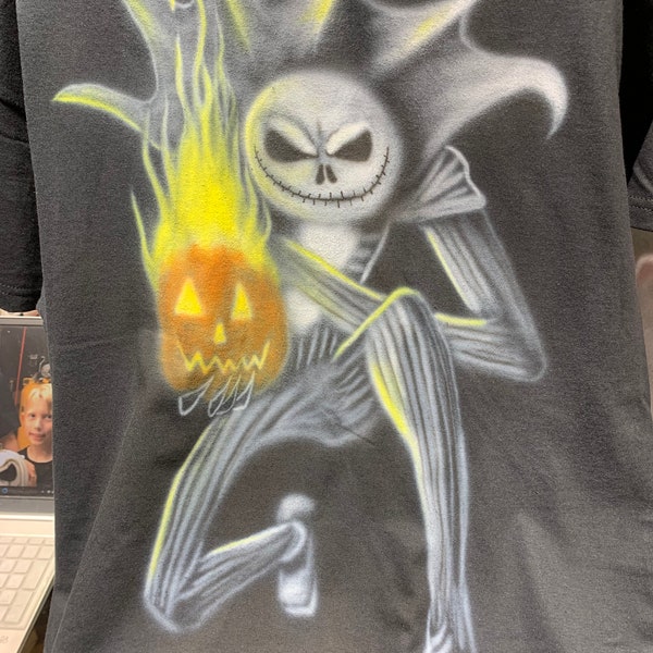 Airbrushed T-shirt - Jack & Pumpkin