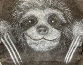 Airbrushed Canvas Tote - Sloth