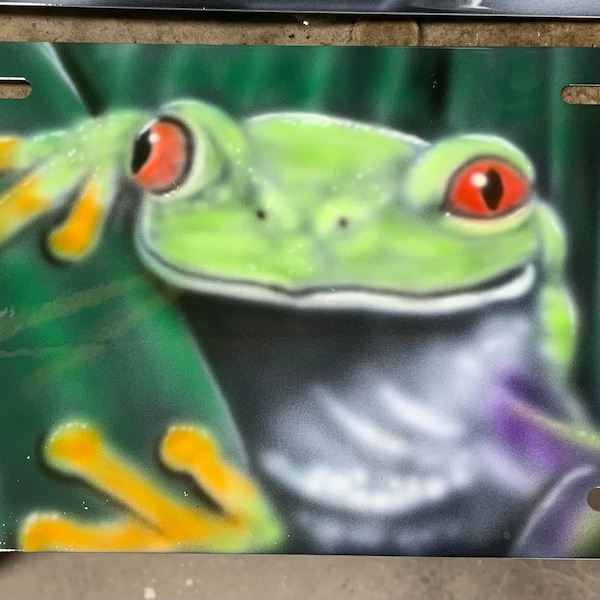 Airbrushed Metal License Plate - Frog