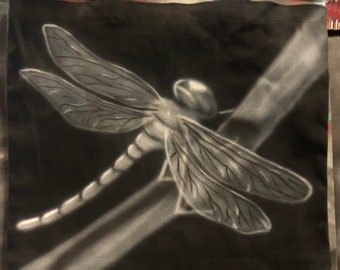 Airbrushed Canvas Tote - Dragonfly