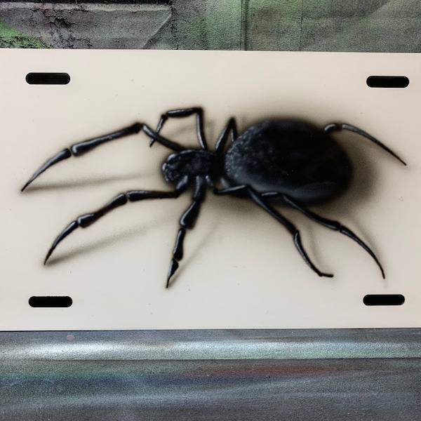 Airbrushed Metal License Plate - Spider