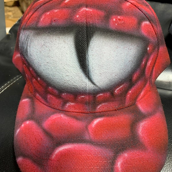 Airbrushed Baseball Cap - Red Dragon Eye