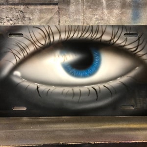 Airbrushed Metal License Plate - Blue Eye