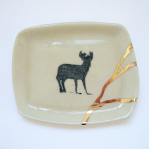 Kintsugi Inspired Soap Dish with Deer