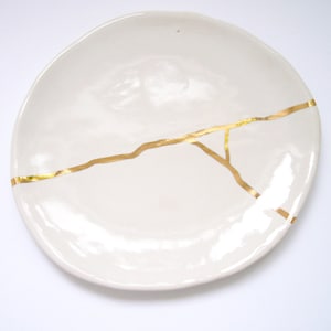 Kintsugi Inspired Plate in White