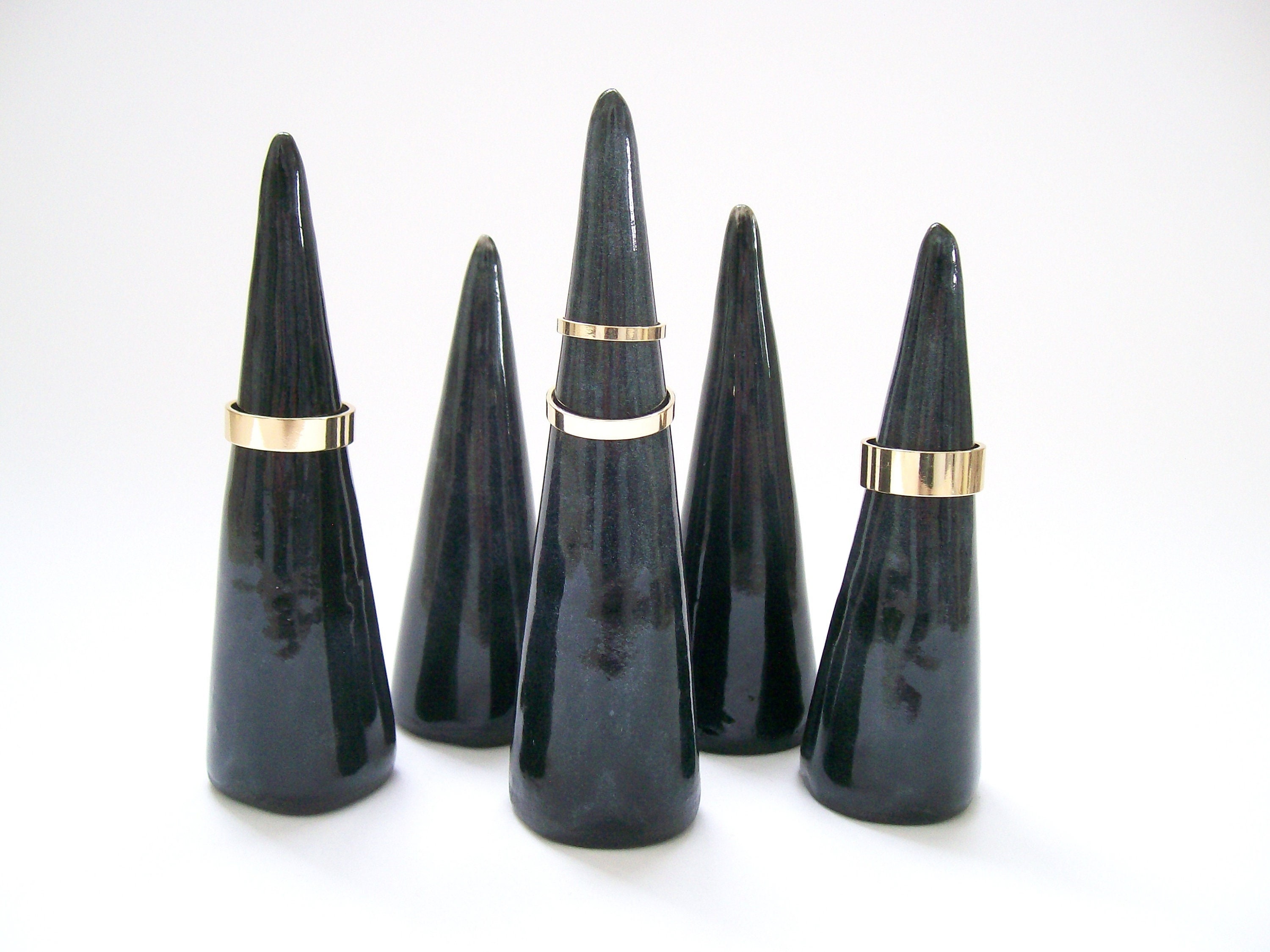 Ceramic Ring Cone in Dark Gray- almost black
