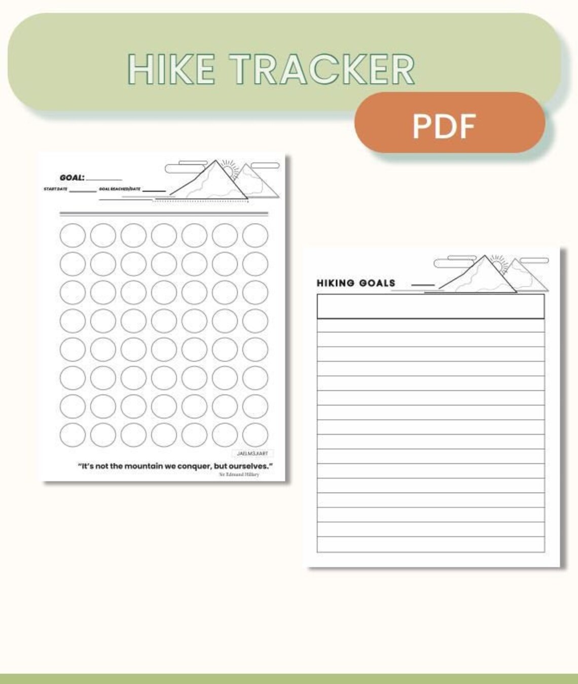 Hike Tracker/ Hiking Goals/ printable pdf Etsy