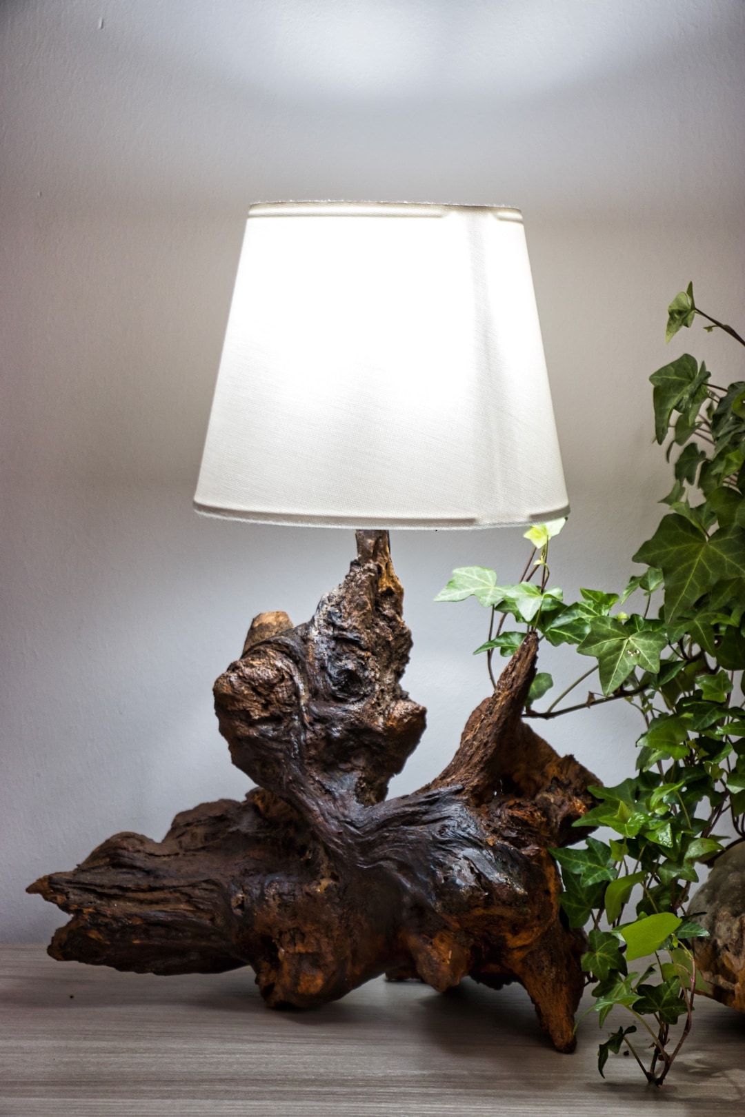 Natural Wood Table Lamp - Etsy UK