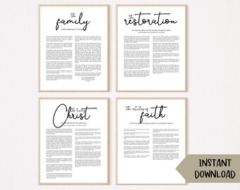 LDS PRINT SET of 4, The Restoration, The Living Christ, The Family Proclamation, The Articles of Faith | Printables | Digital Prints