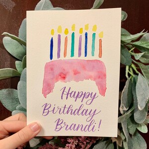 Birthday card- Handmade with watercolor - customizable - blank birthday card - envelope included