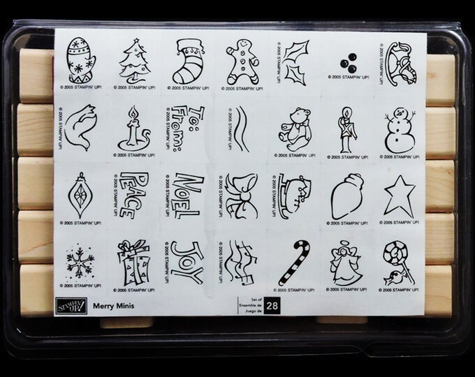 Merry Minis STAMPIN UP SET Retired 2005 New Unmounted Wood Block 28 ...