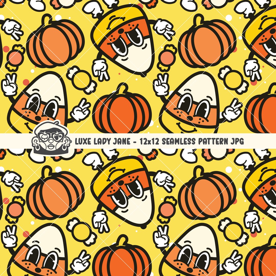 Candy Corn Cutie Yellow Seamless Pattern JPG Candy Corn Etsy