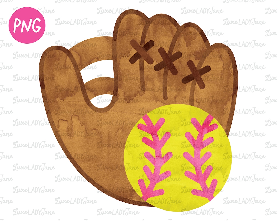 Watercolor Softball Glove and Ball Sublimation Clipart PNG Etsy