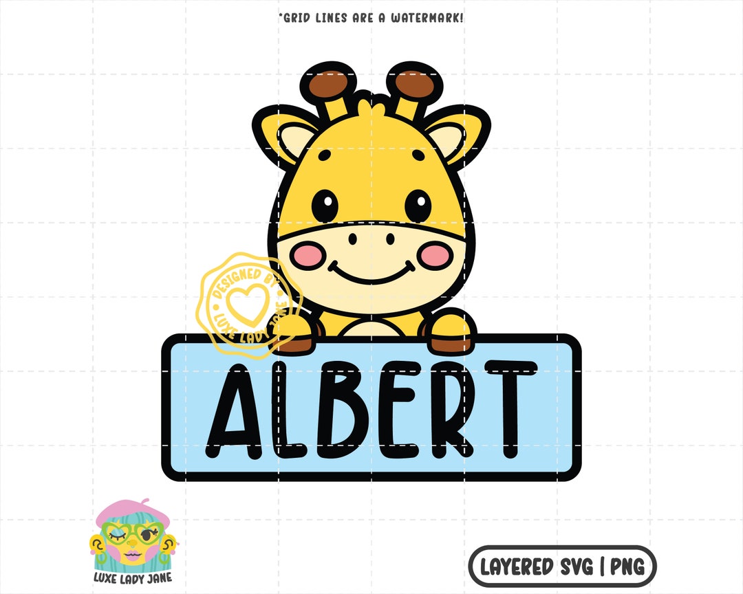 Cute Baby Boy Giraffe Name Plate Layered SVG PNG Baby Etsy