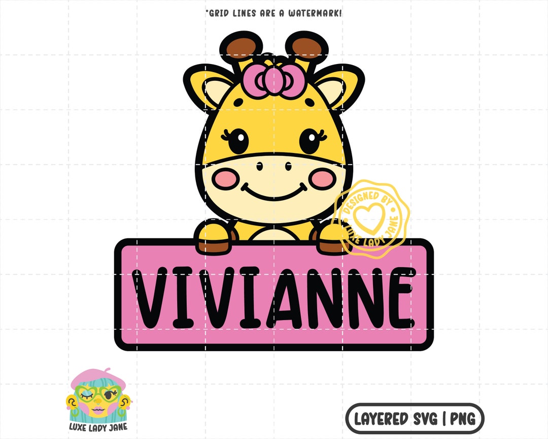Cute Baby Girl Giraffe Name Plate Layered SVG PNG Baby Etsy