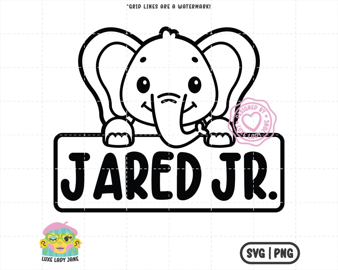 Cute Baby Boy Elephant Name Plate Outline SVG PNG Baby Etsy